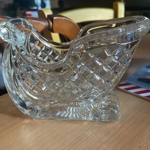 Clear Glass Crystal Heavy Sleigh Christmas Holiday Home Decor Decoration